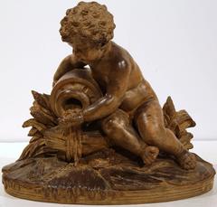 19th Century French Terracotta Putti Sculpture Signed "R. Rod"