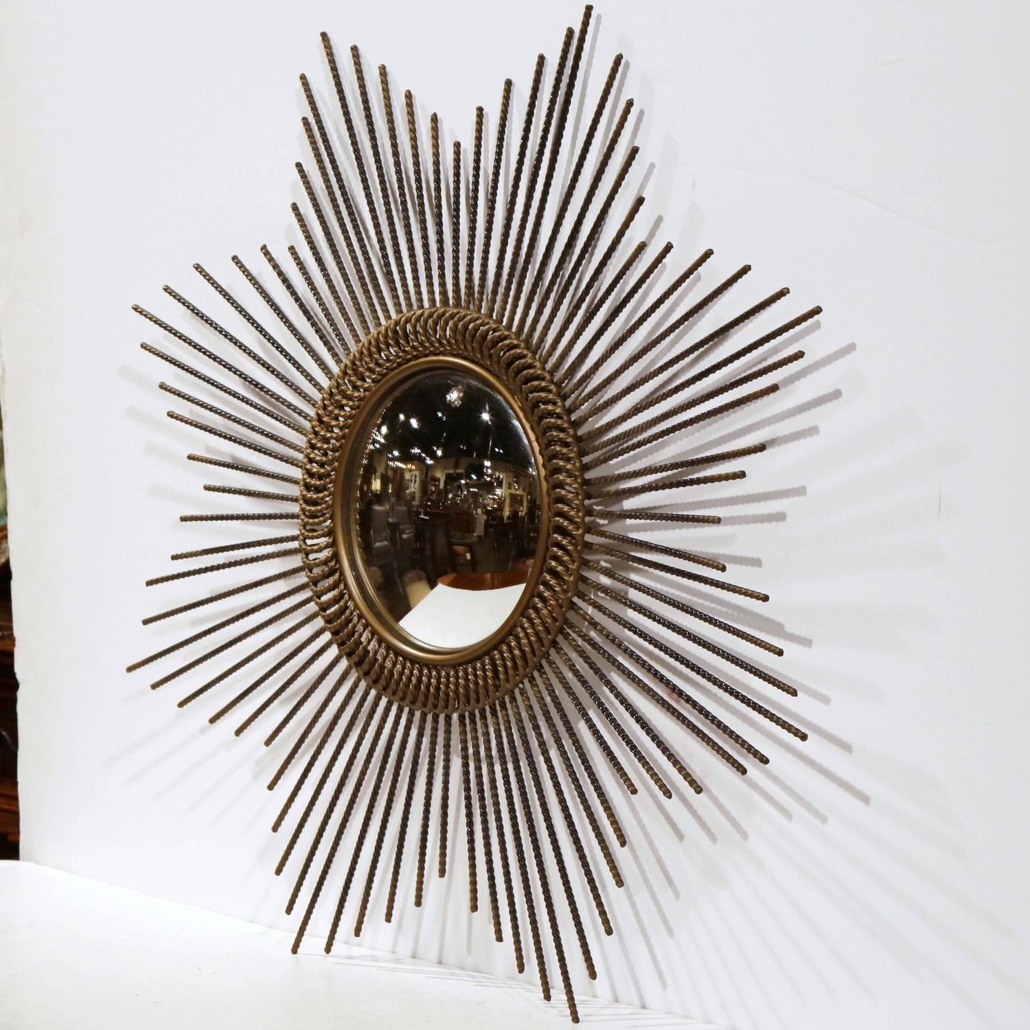 Early 20th Century French Sunburst Mirror with Antique Bronze Finish