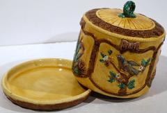 19th Century French Barbotine Cheese Dome with Birds and Flowers