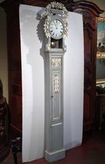 18th Century Painted Tall Grandfather "Saint Nicolas" Clock from Normandy