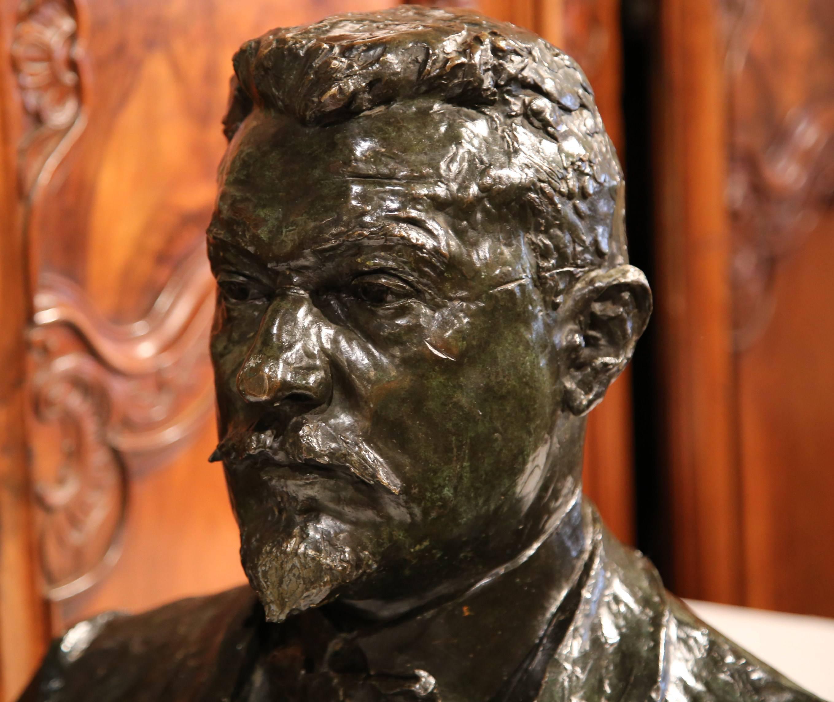 Francese Busto in bronzo francese dei primi del Novecento Firmato 