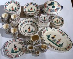 Set of 19th Century French Hand-Painted Decorative Dishes from Quimper, Brittany