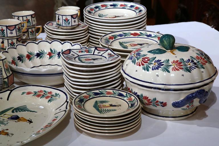 Set of 19th Century French HandPainted Decorative Dishes from Quimper