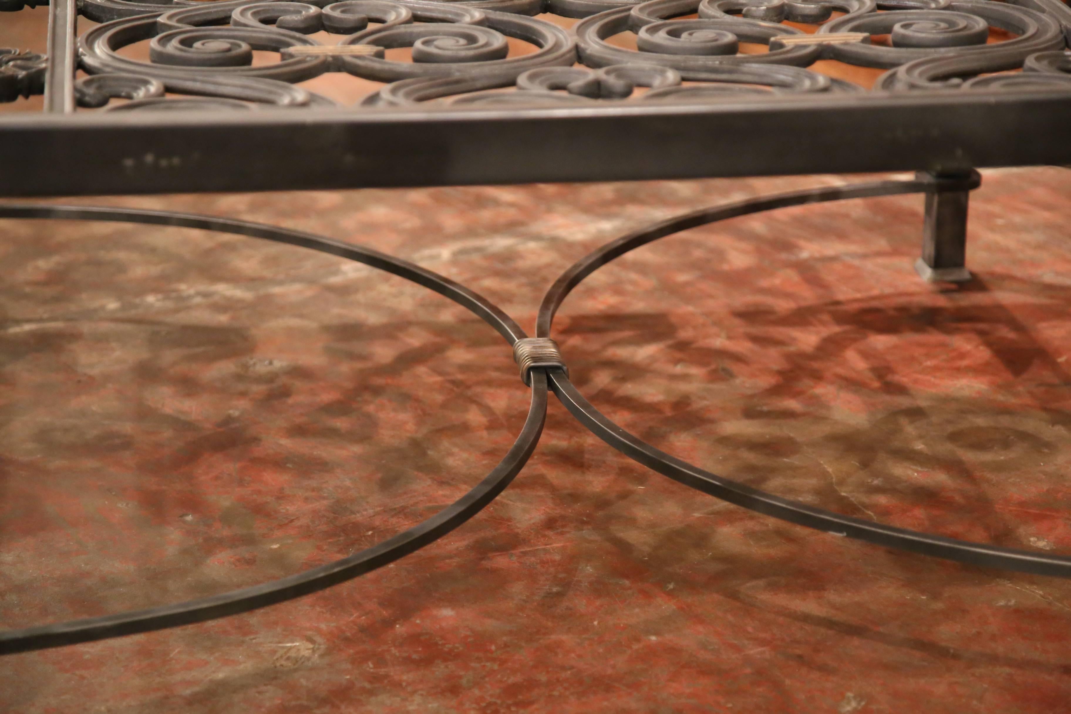 Polished Iron Coffee Table Base Made with Pair of 19th Century French Gates 6