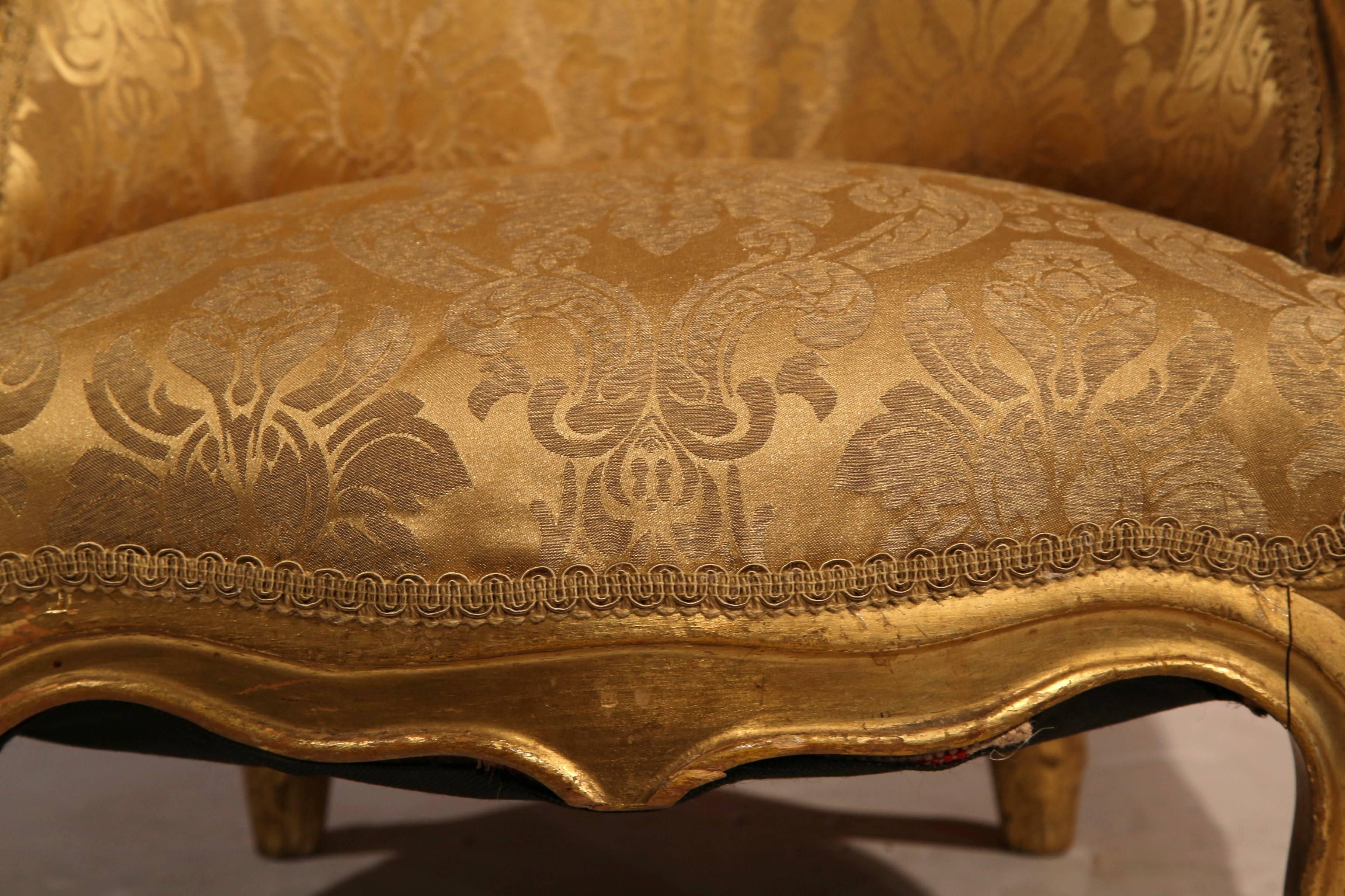 19th Century French Louis Philippe Carved Giltwood Child Armchair In Excellent Condition In Dallas, TX