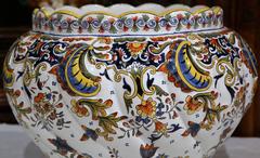Early 20th Century, French Hand-Painted Ceramic Cache Pot from Normandy