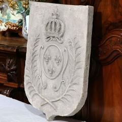 19th Century French Carved Stone Kingdom of France Crest with Fleurs De Lys