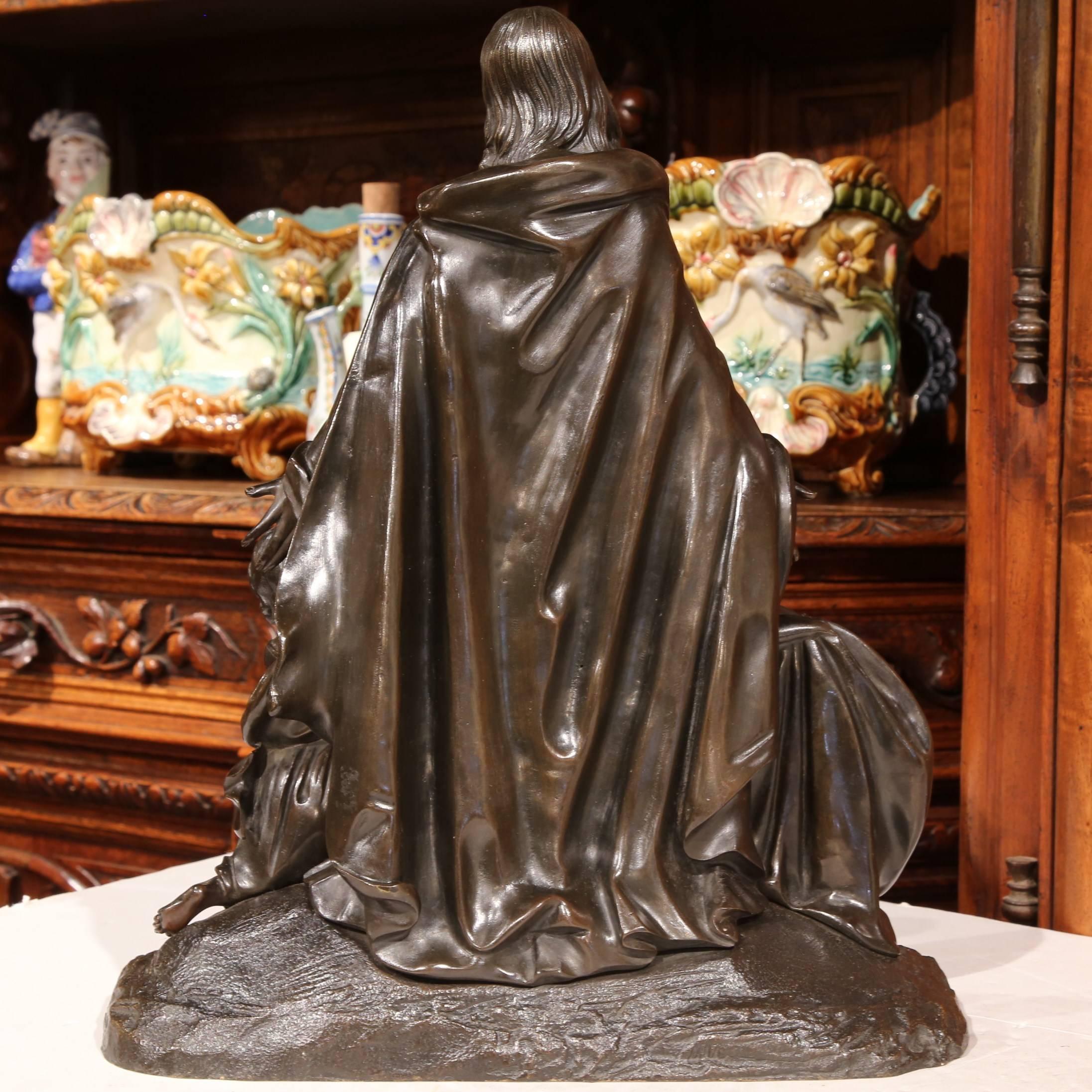 19th Century French Patinated Bronze Sculpture Composition of Jesus Christ 4