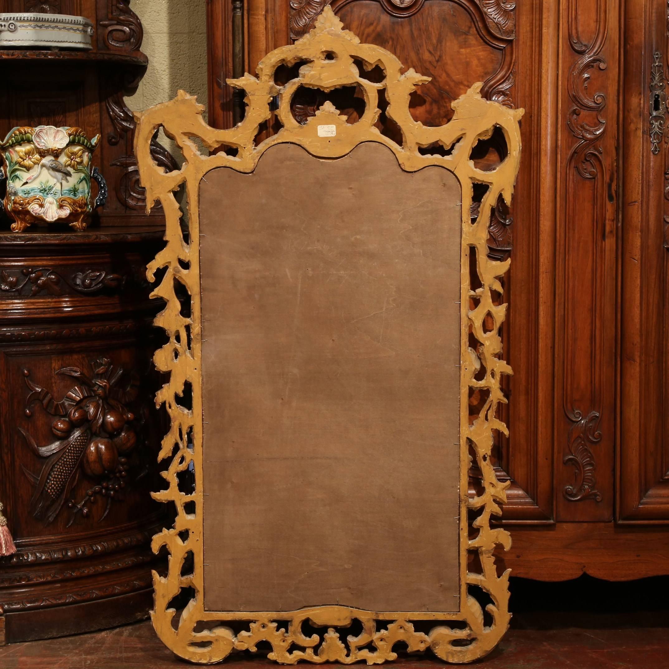 Mid-20th Century, Italian Carved Silver Leaf Wall Mirror with Smoked Glass 2