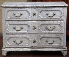 19th Century French Louis XIV Painted Three-Drawer Commode with Faux Marble Top