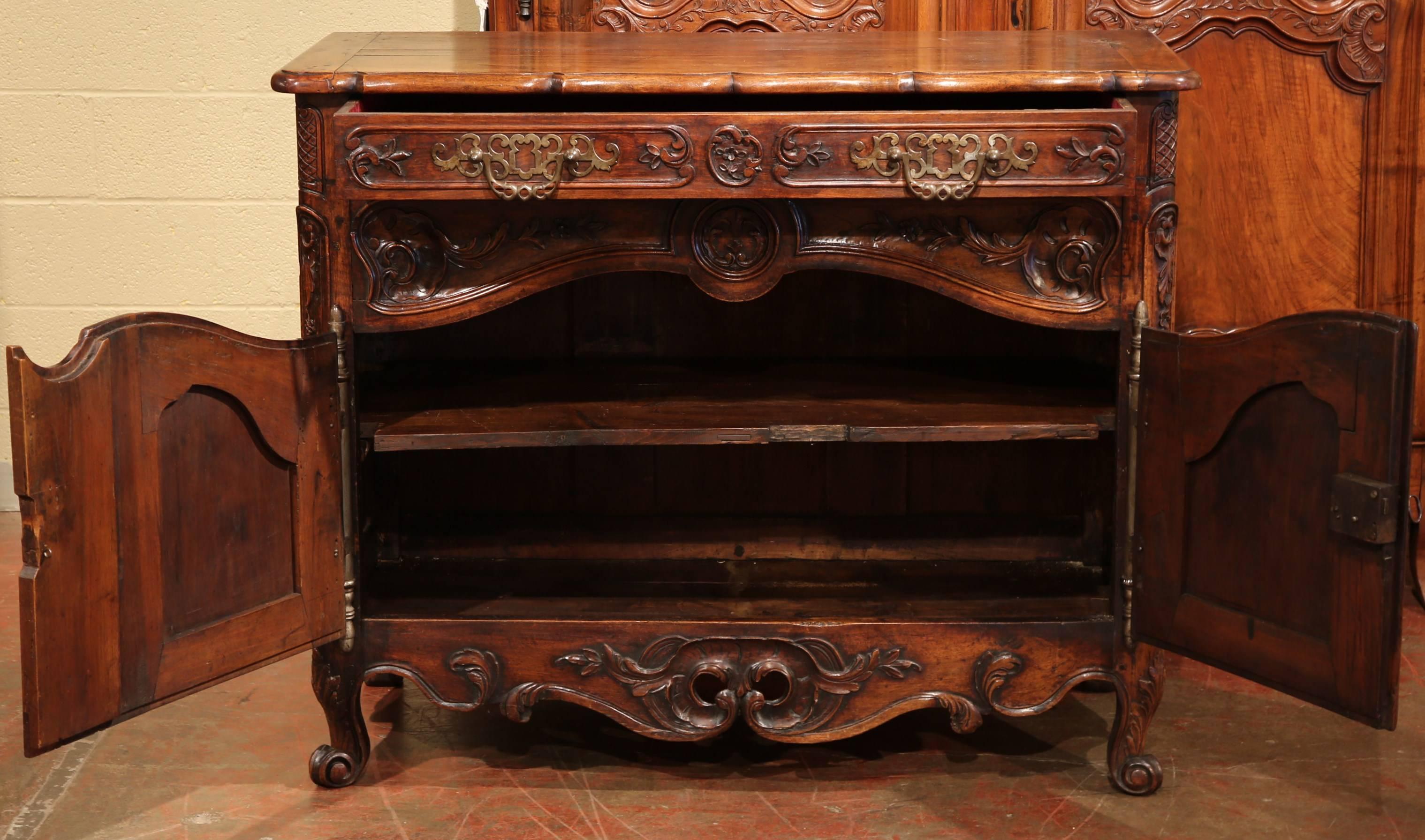Forged 18th Century French Louis XV Carved Walnut Buffet from Provence