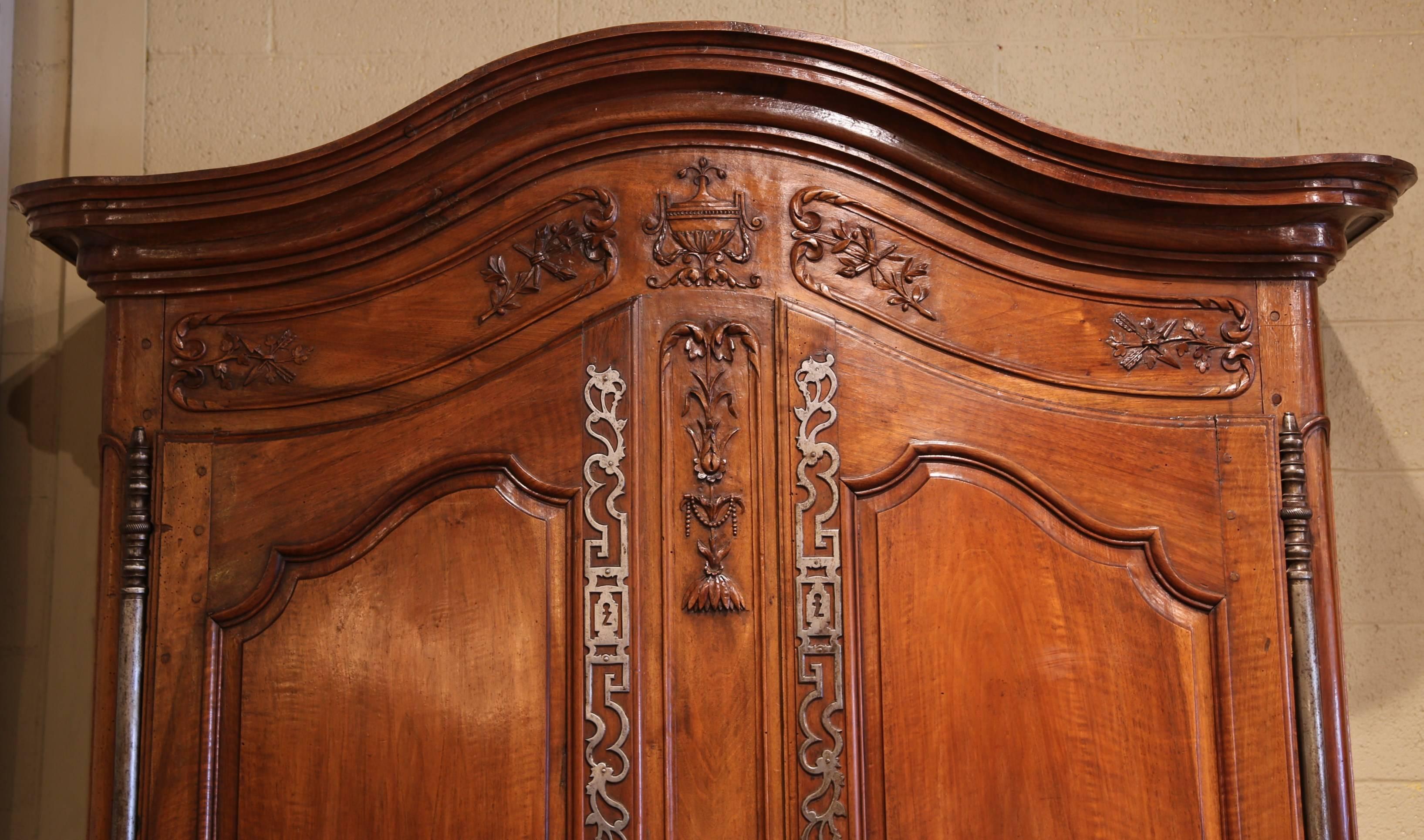 Walnut 18th Century French Louis XV Carved Armoire from Provence