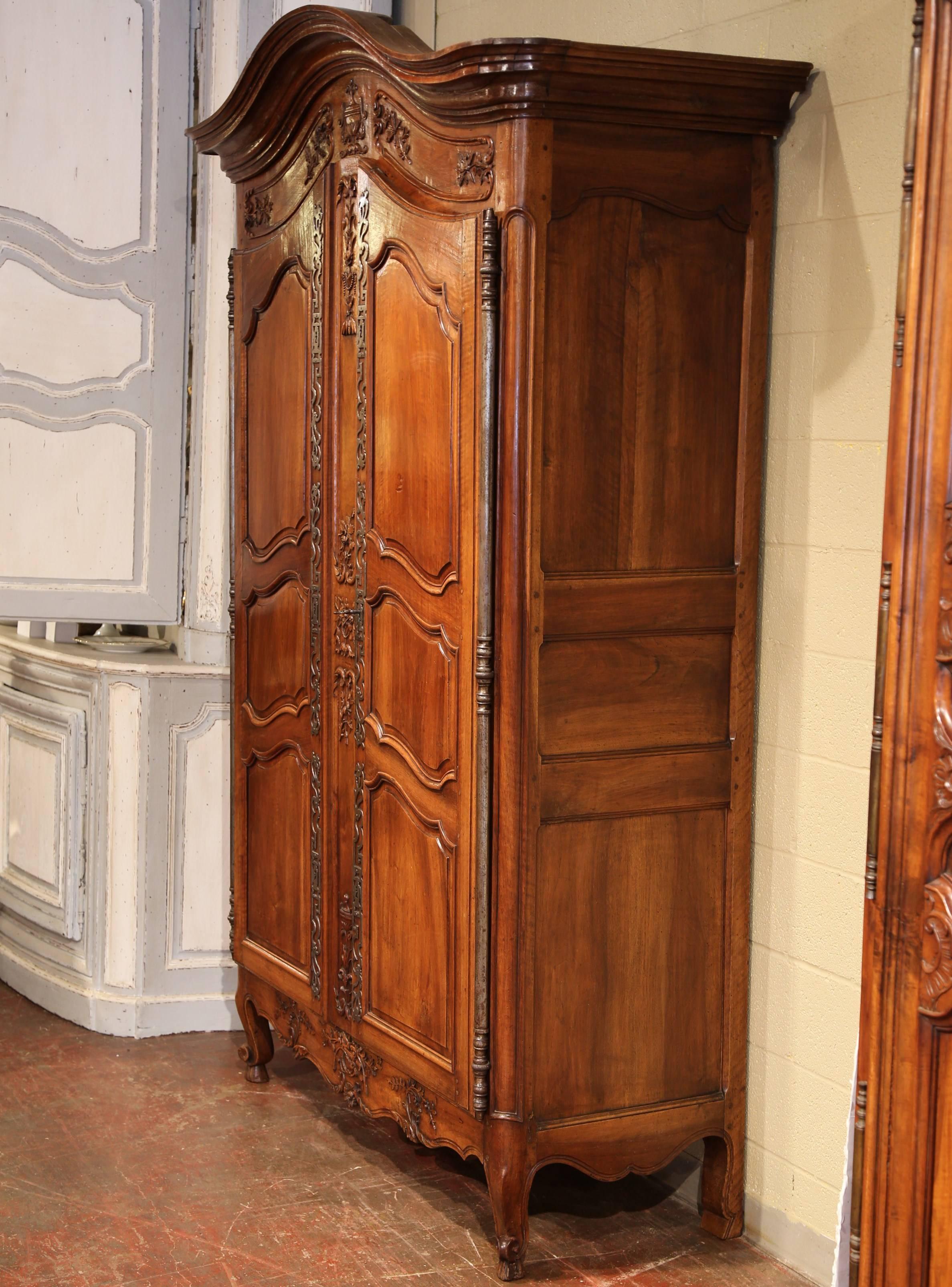 Hand-Carved 18th Century French Louis XV Carved Armoire from Provence