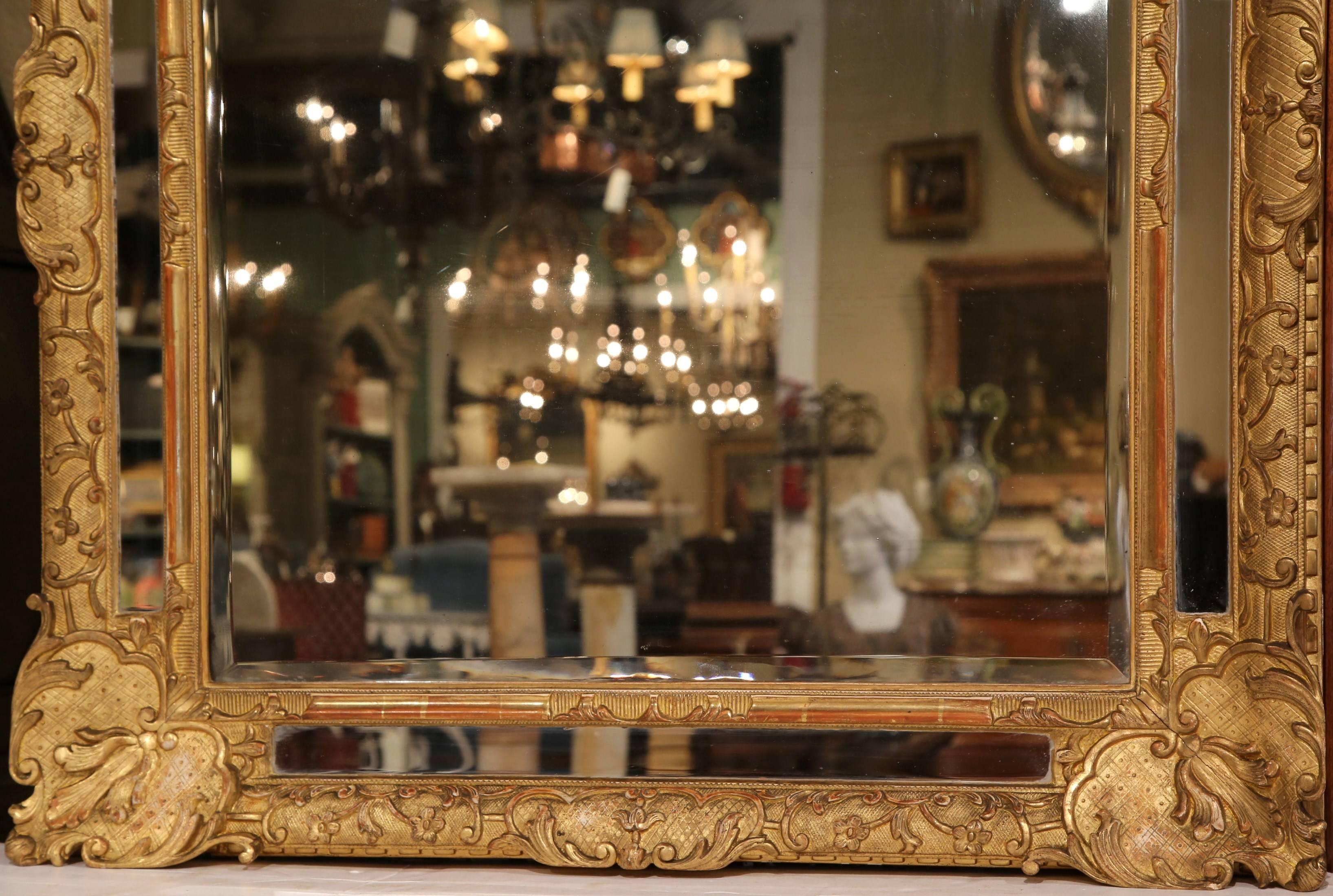 French 18th Century Louis XV Carved Gold Leaf Mirror from Provence