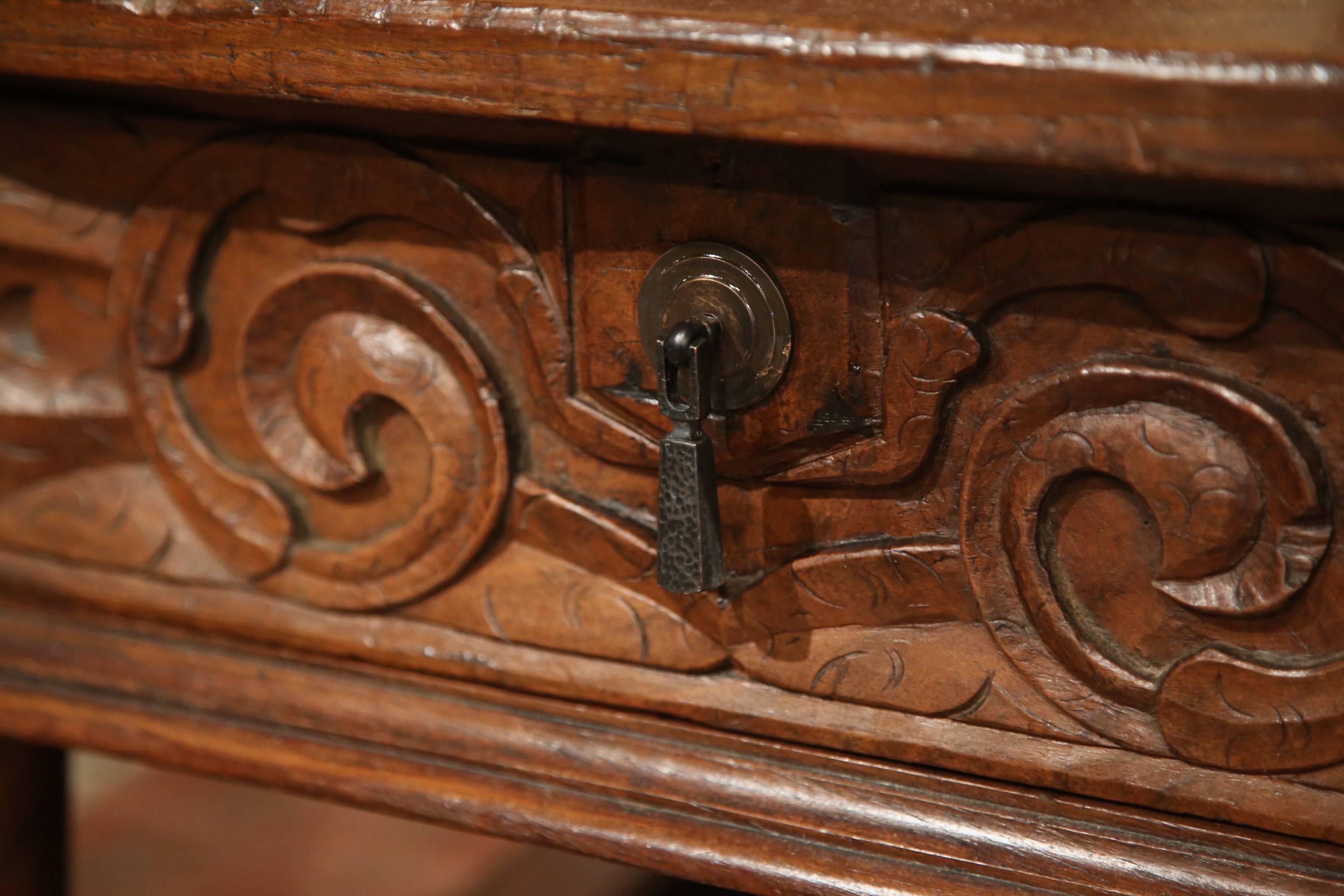 19th Century French Carved Chestnut Two-Drawer Coffee Table from the Pyrenees 3