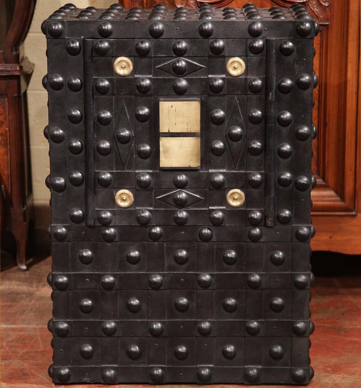 Forged 19th Century French Iron Hobnail Studded Safe by Magaud De Charf, Marseille