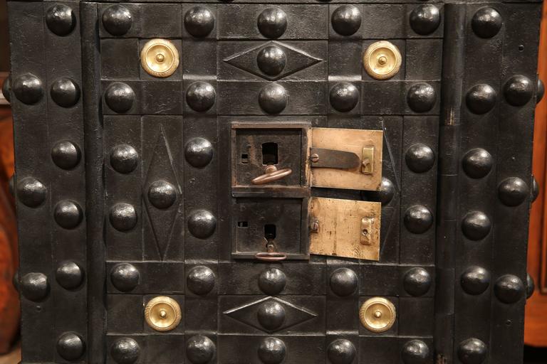 Gothic 19th Century French Iron Hobnail Studded Safe by Magaud De Charf, Marseille