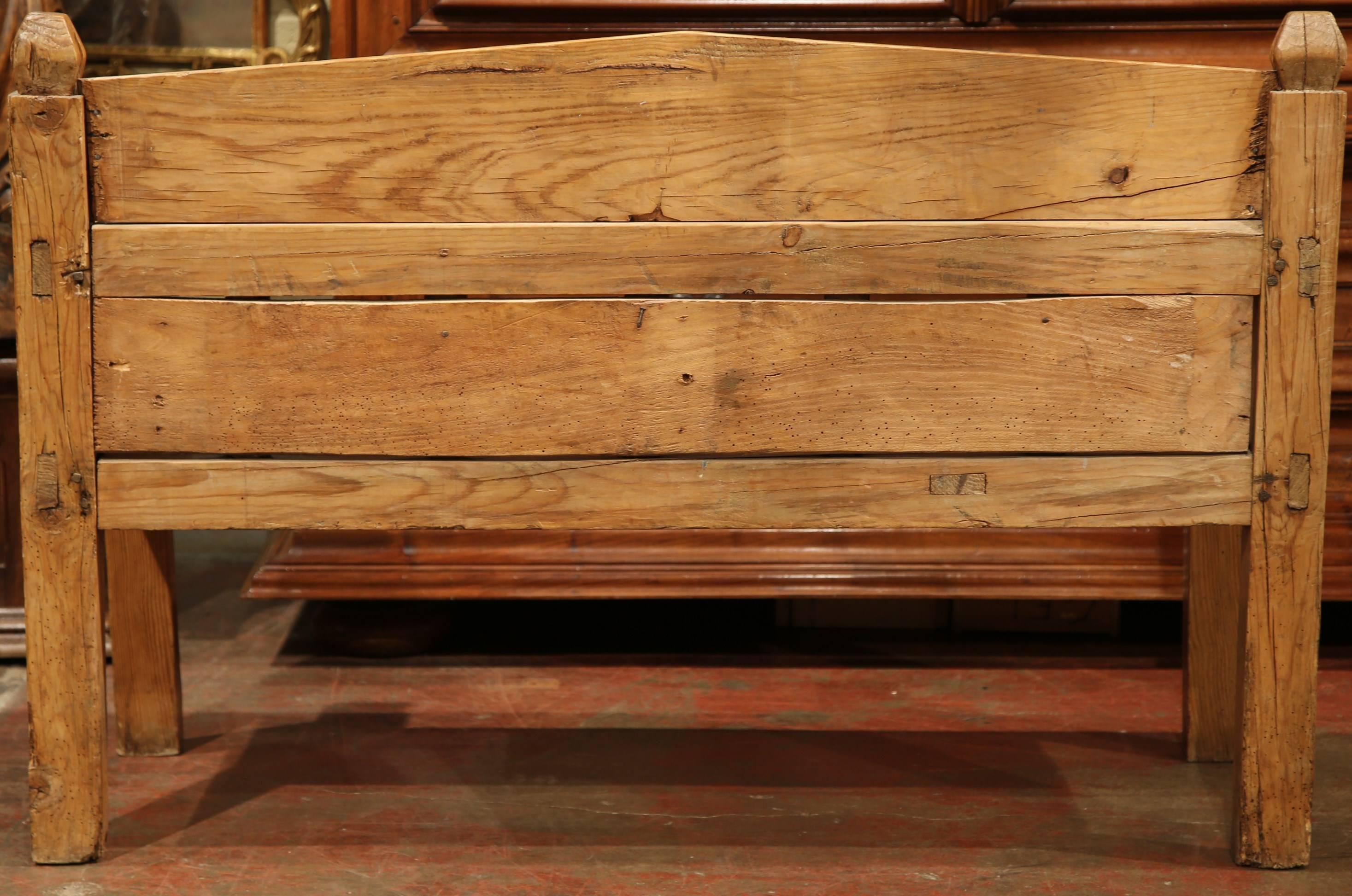 19th Century Country French Carved Pine Bench with Back from the Pyrenees 1