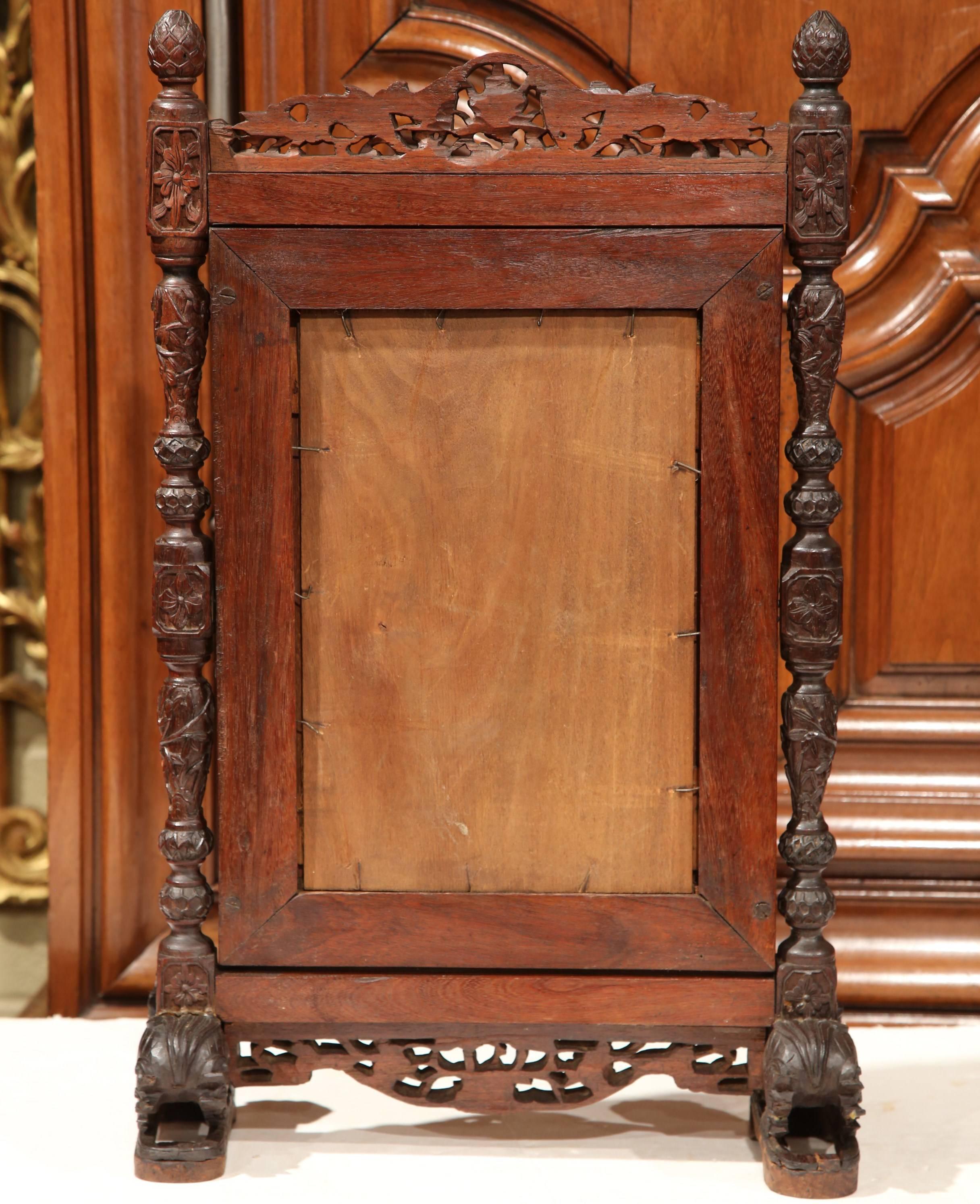 19th Century French Black Forest Carved Oak Freestanding Vanity Table Mirror 2