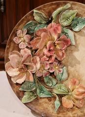 19th Century French Hand Painted Barbotine Platter Signed Longchamp