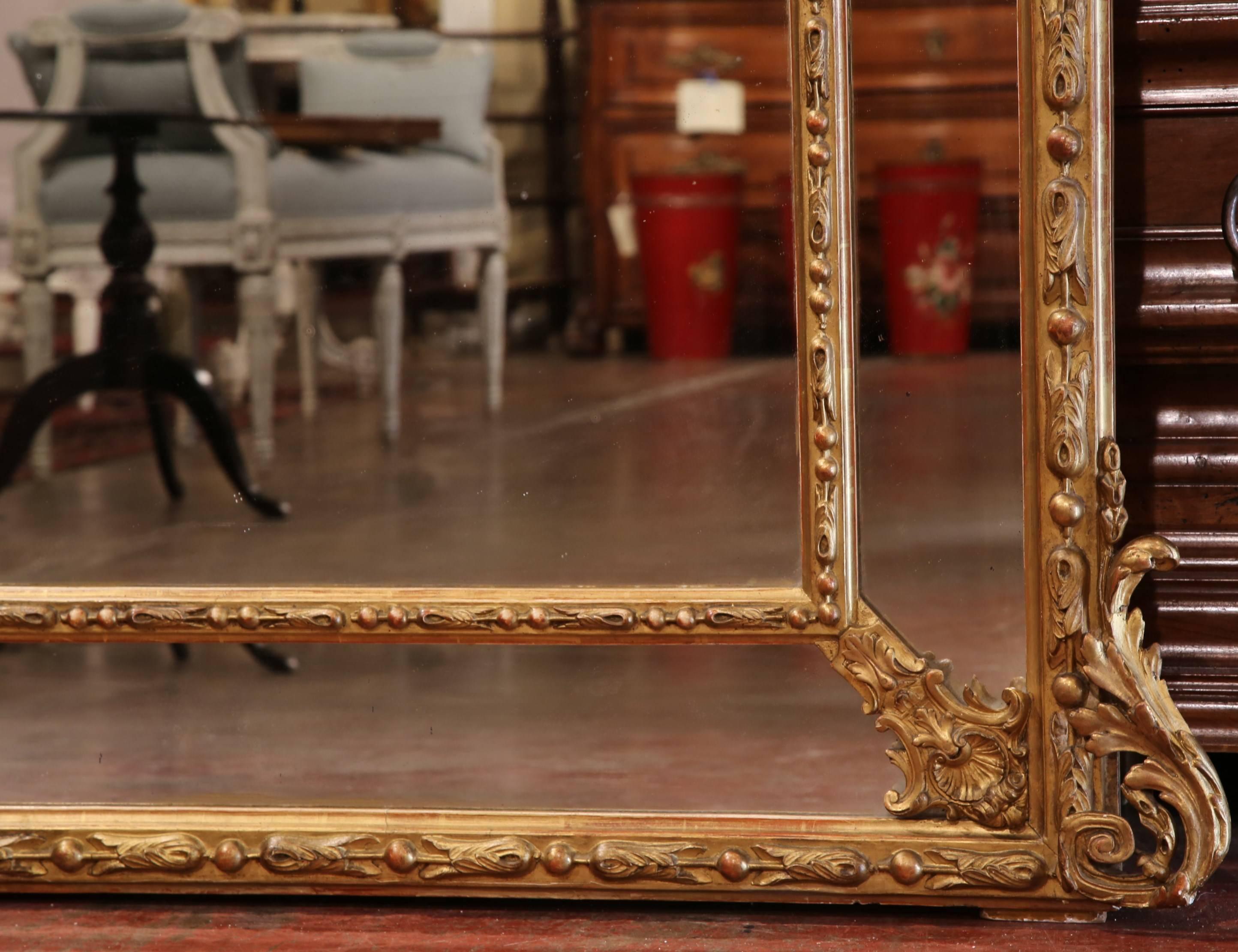 Mid-19th Century French Louis XV Carved Giltwood Parclose Mantel Mirror 1