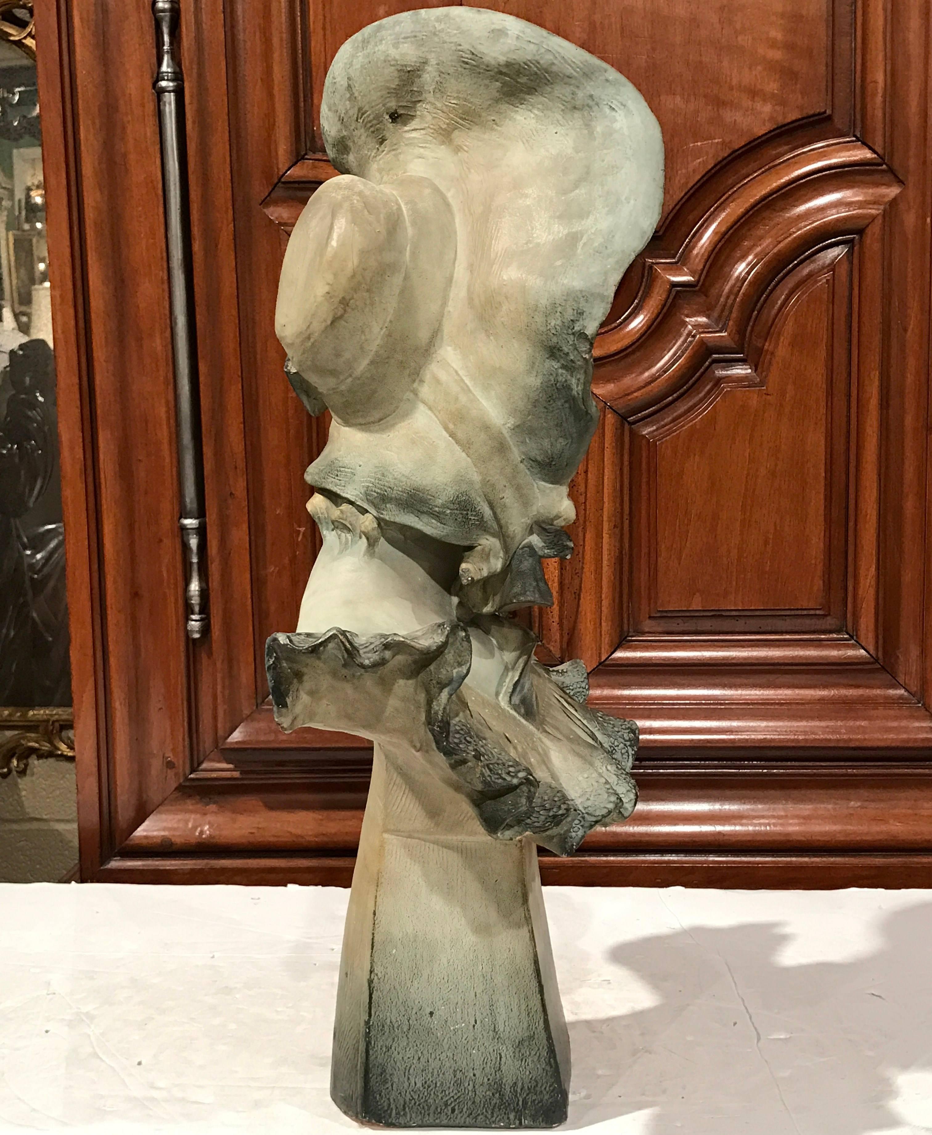 19th Century, Italian, Patinated Terracotta Bust of a Young Beauty Signed Lajoin In Excellent Condition In Dallas, TX