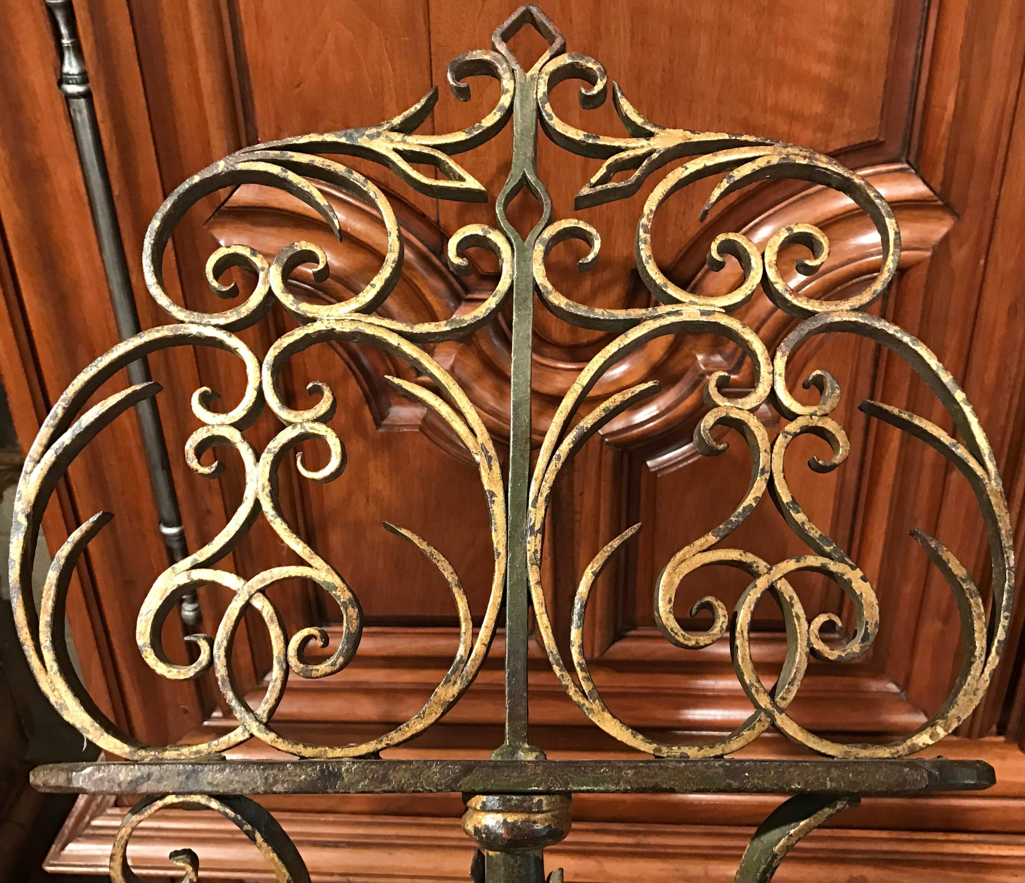 18th Century French Gothic Wrought Iron Partly Gilt Lectern In Excellent Condition In Dallas, TX