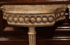 Pair of 19th Century Louis XVI Carved Painted and Silver Leaf Wall Consoles