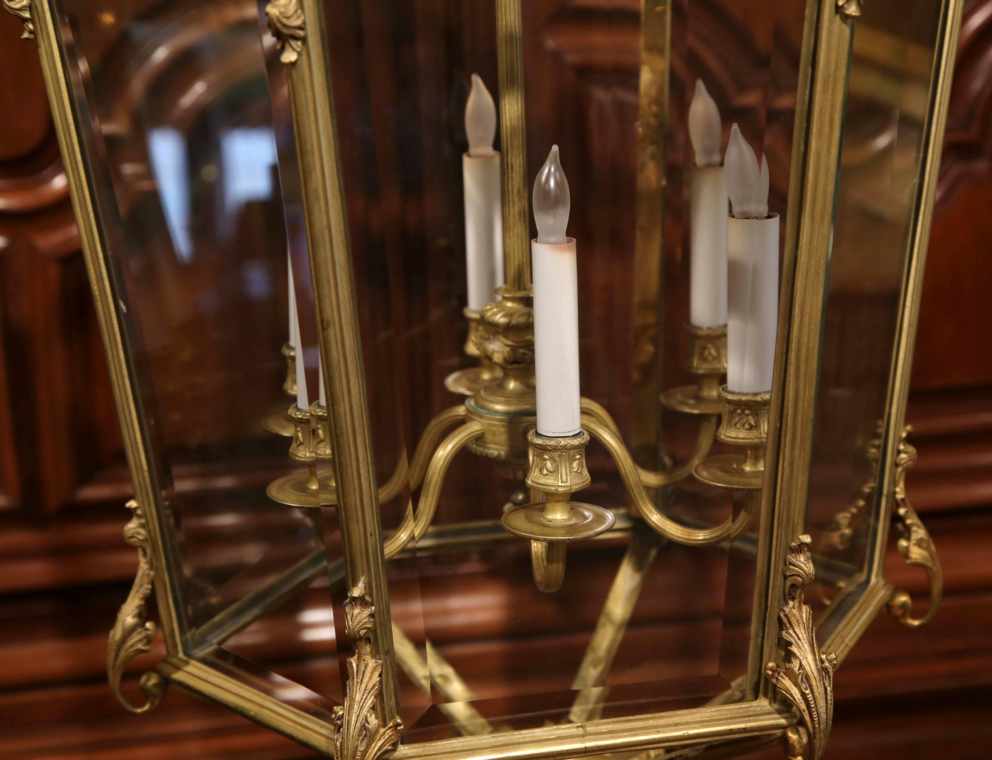 Early 20th Century French Louis XV Six-Light Gilt Bronze Lantern 4