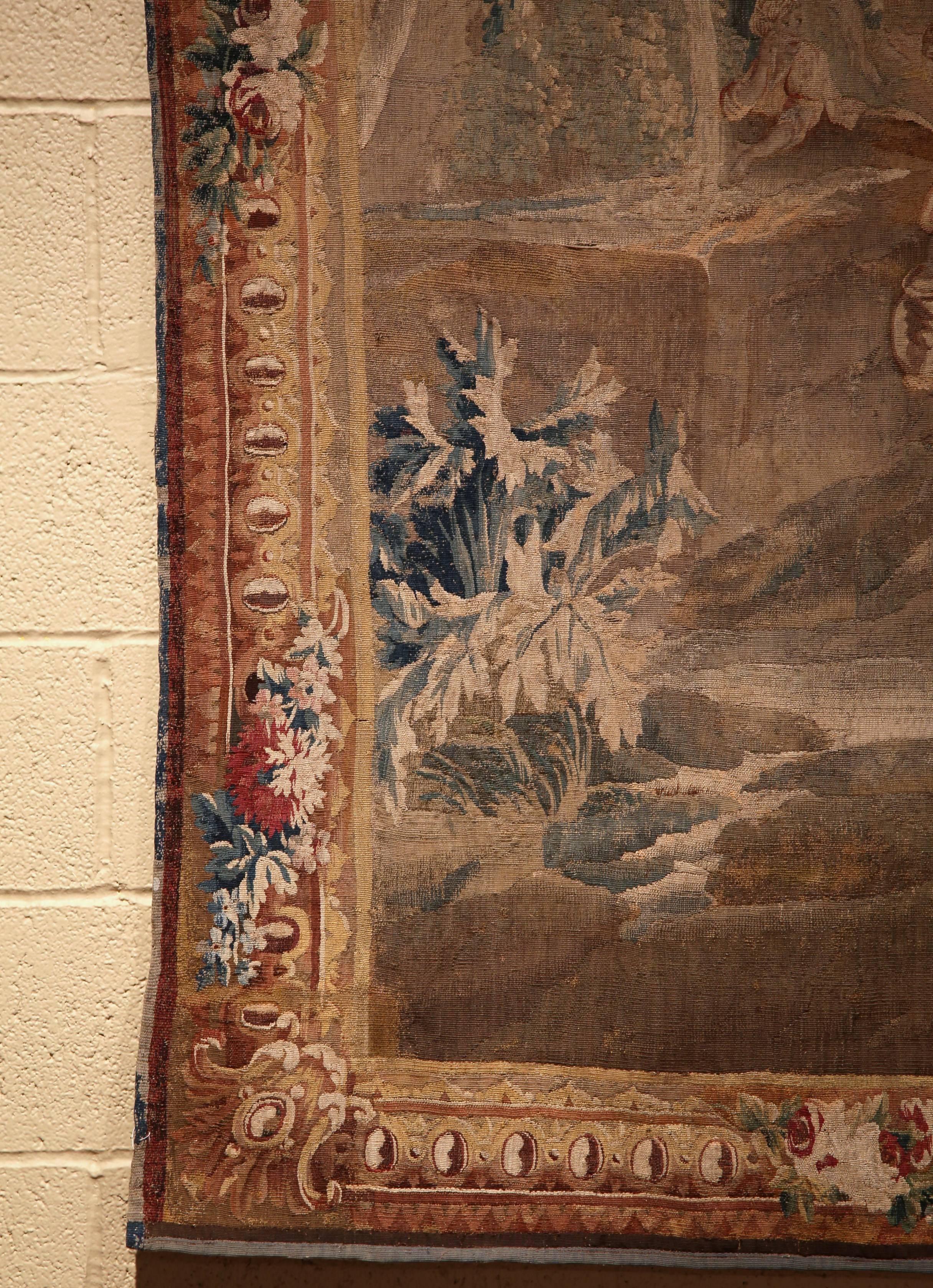 Large 18th Century French Aubusson Pastoral Tapestry in the Manner of Boucher 3