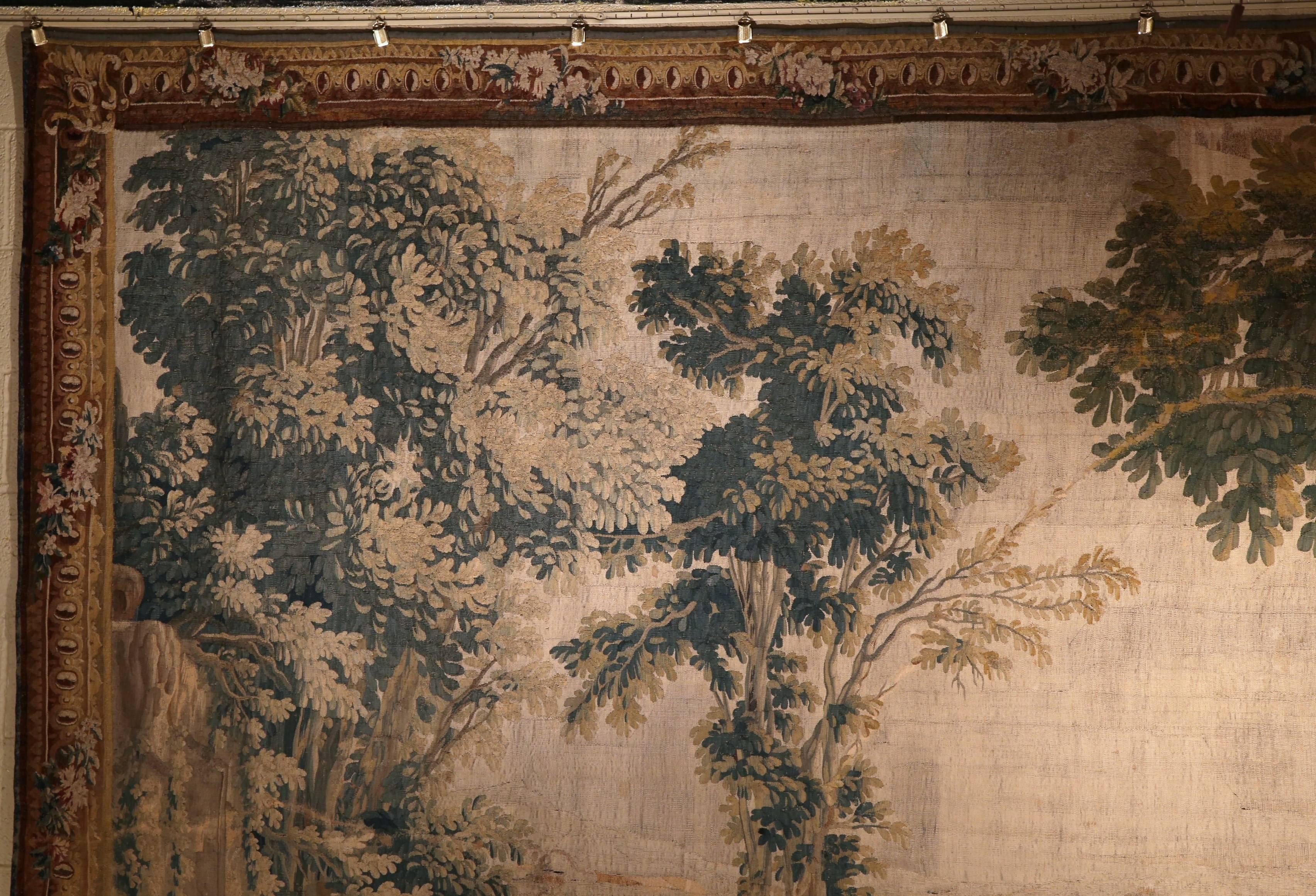 Hand-Woven Large 18th Century French Aubusson Pastoral Tapestry in the Manner of Boucher