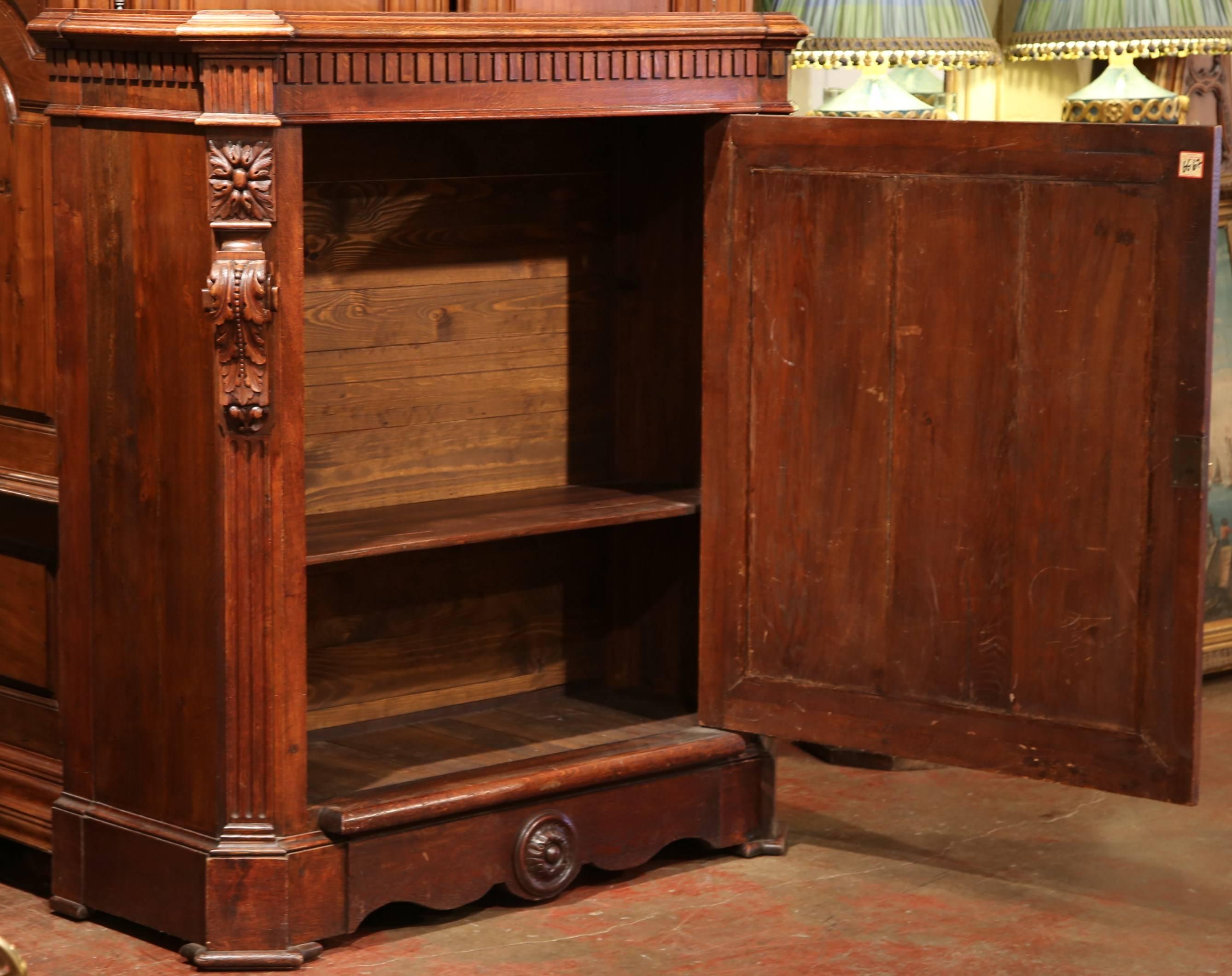 Large 19th Century French Napoleon III Carved Oak Single Door Cabinet 4