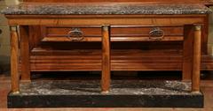 Early 19th Century French Directoire Walnut Console with Double Marble Tops