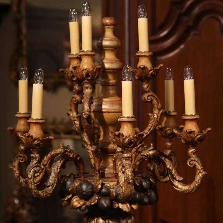 Early 20th Century Italian Carved Polychrome Blackamoor NineLight