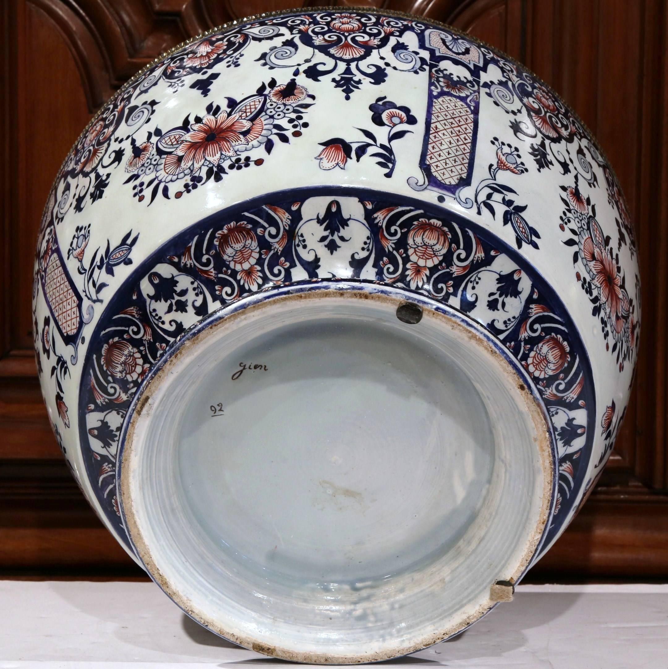 19th Century French Hand-Painted Faience Cache Pot from Gien 5
