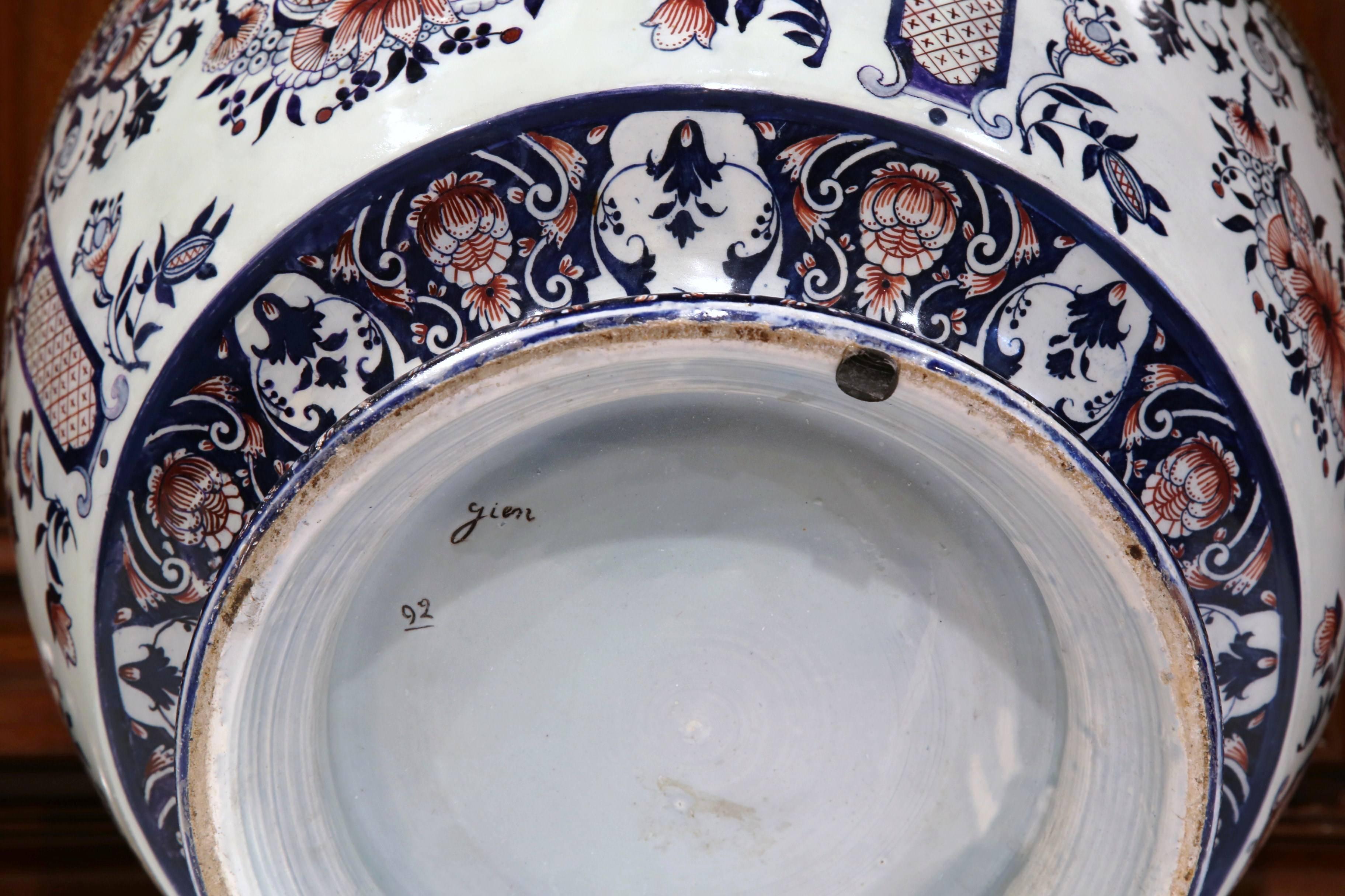 19th Century French Hand-Painted Faience Cache Pot from Gien 6