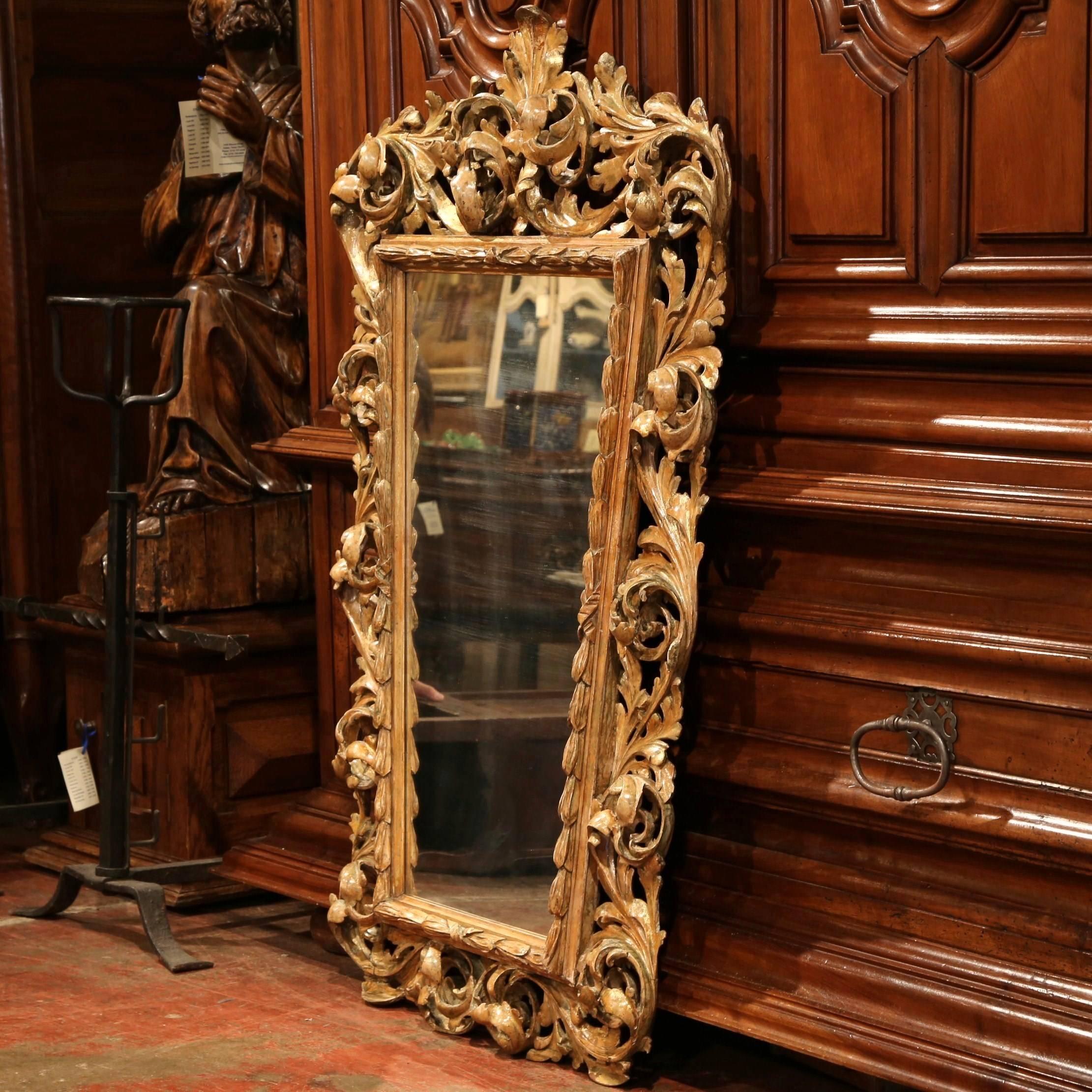 Hand-Carved Mid-19th Century French Carved Giltwood Mirror from Provence