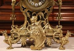 19th Century French Renaissance Bronze Mantel Clock with Fleurs-de-Lys