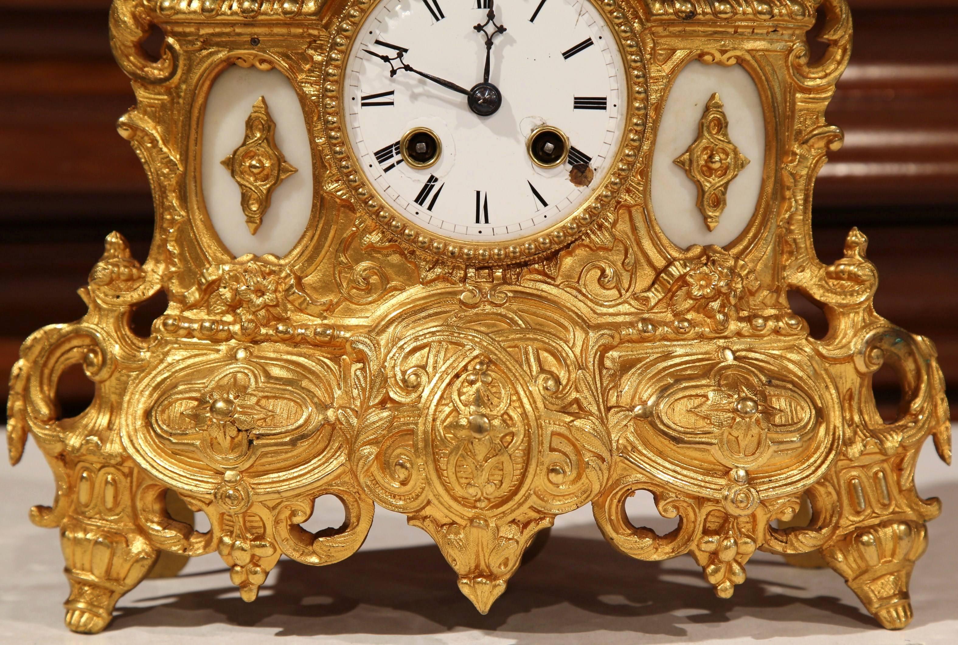 Hand-Crafted 19th Century French Renaissance Style Bronze Doré Mantel Clock