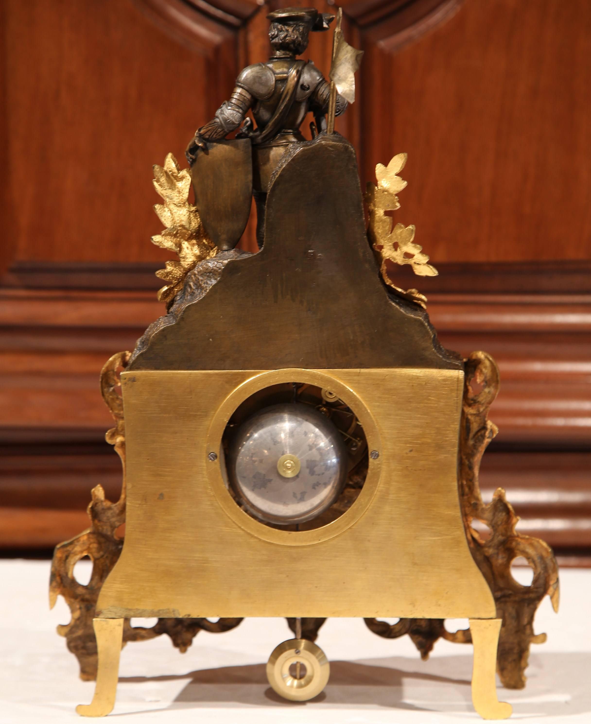 19th Century French Renaissance Style Bronze Doré Mantel Clock 4