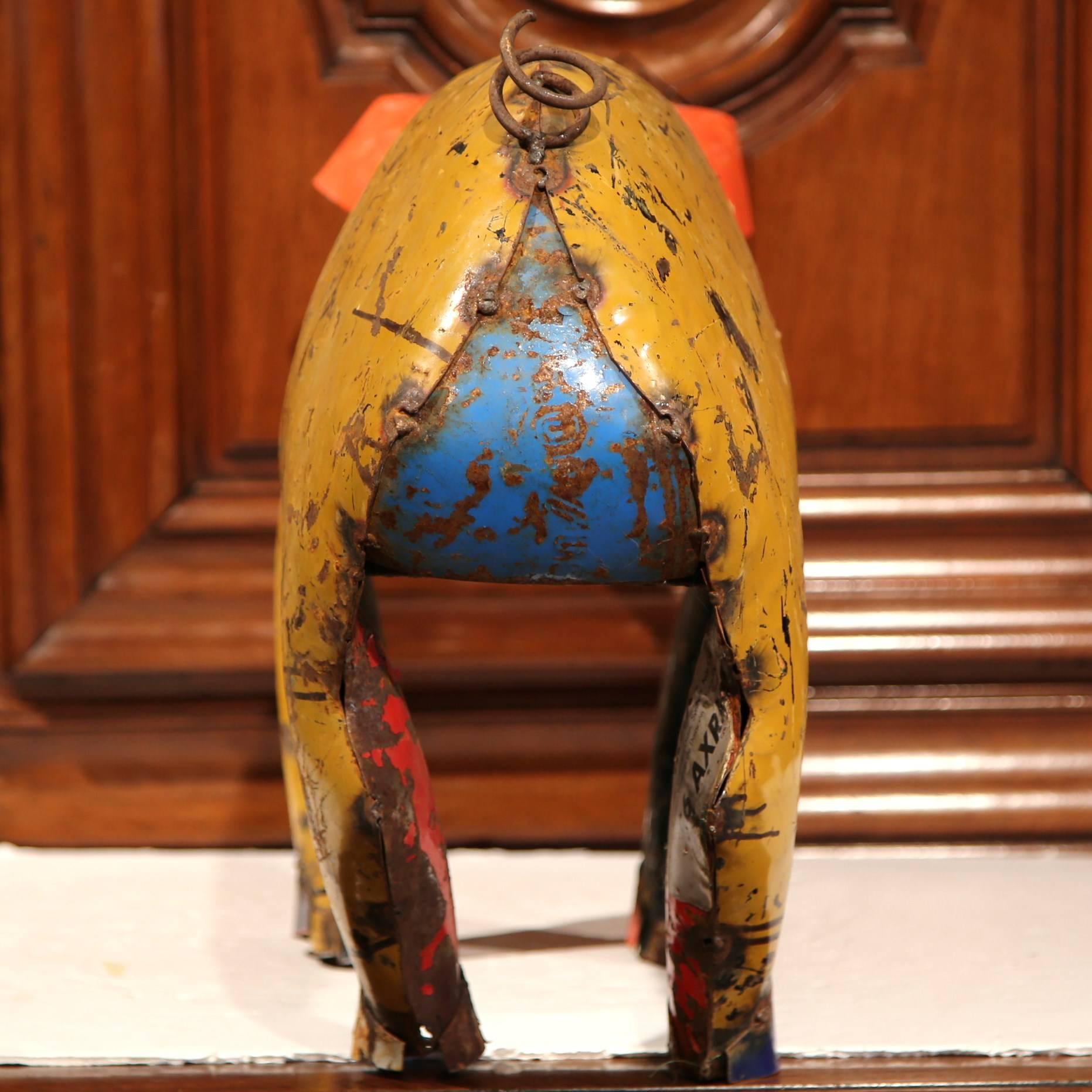 Contemporary Vintage French Painted Tole Pig Made with Old Elements