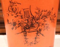 19th Century French Hand-Painted Decorative Basket with Music and Floral Design