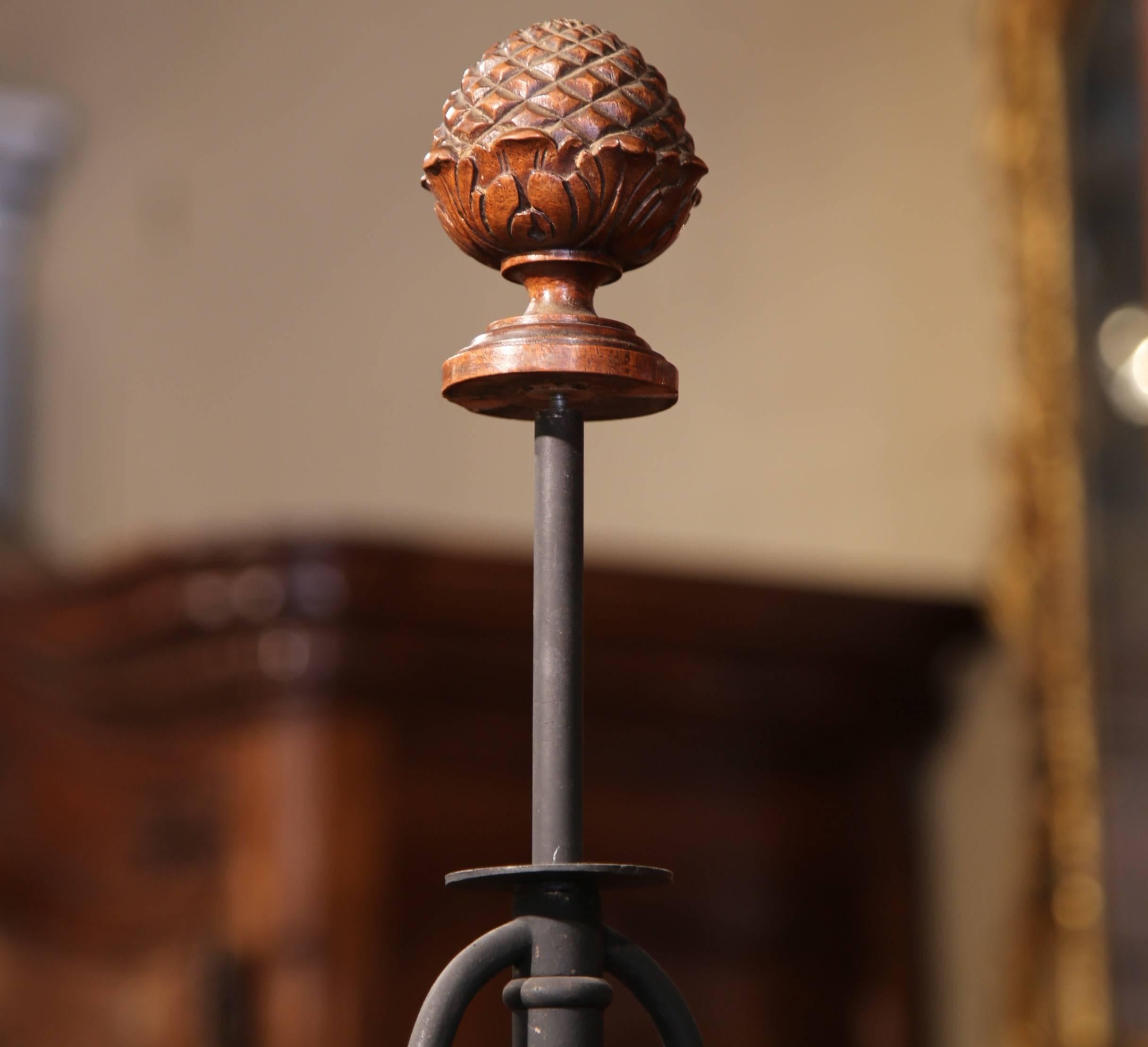 19th Century French Napoleon III Carved Oak Floor Lamp from Normandy 3