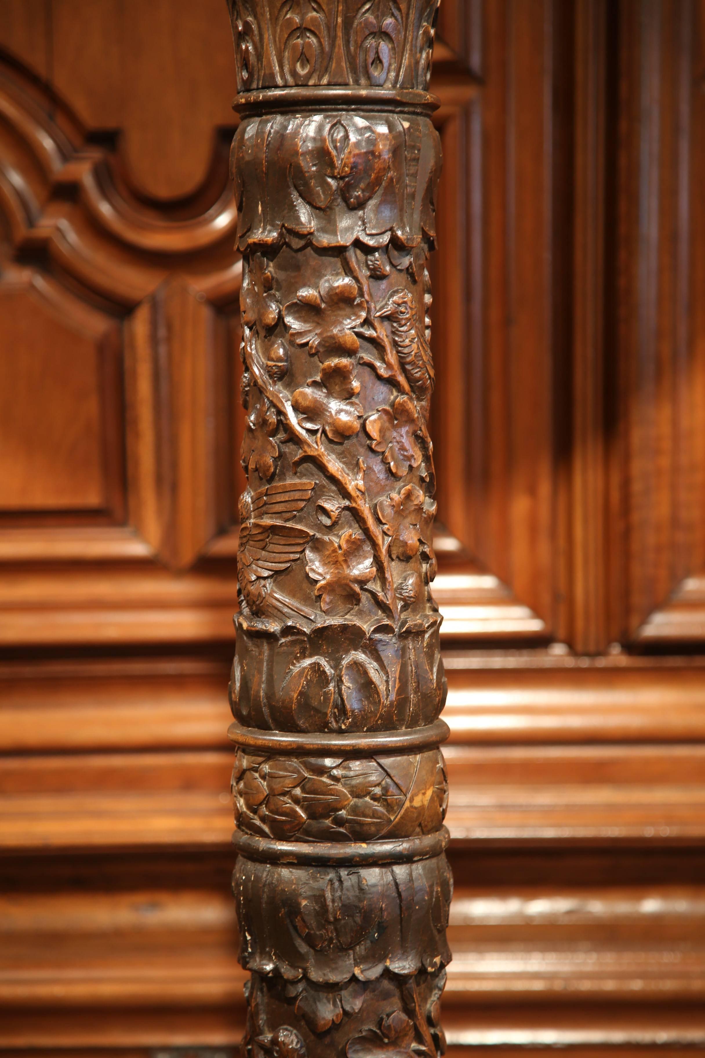 19th Century French Napoleon III Carved Oak Floor Lamp from Normandy 2