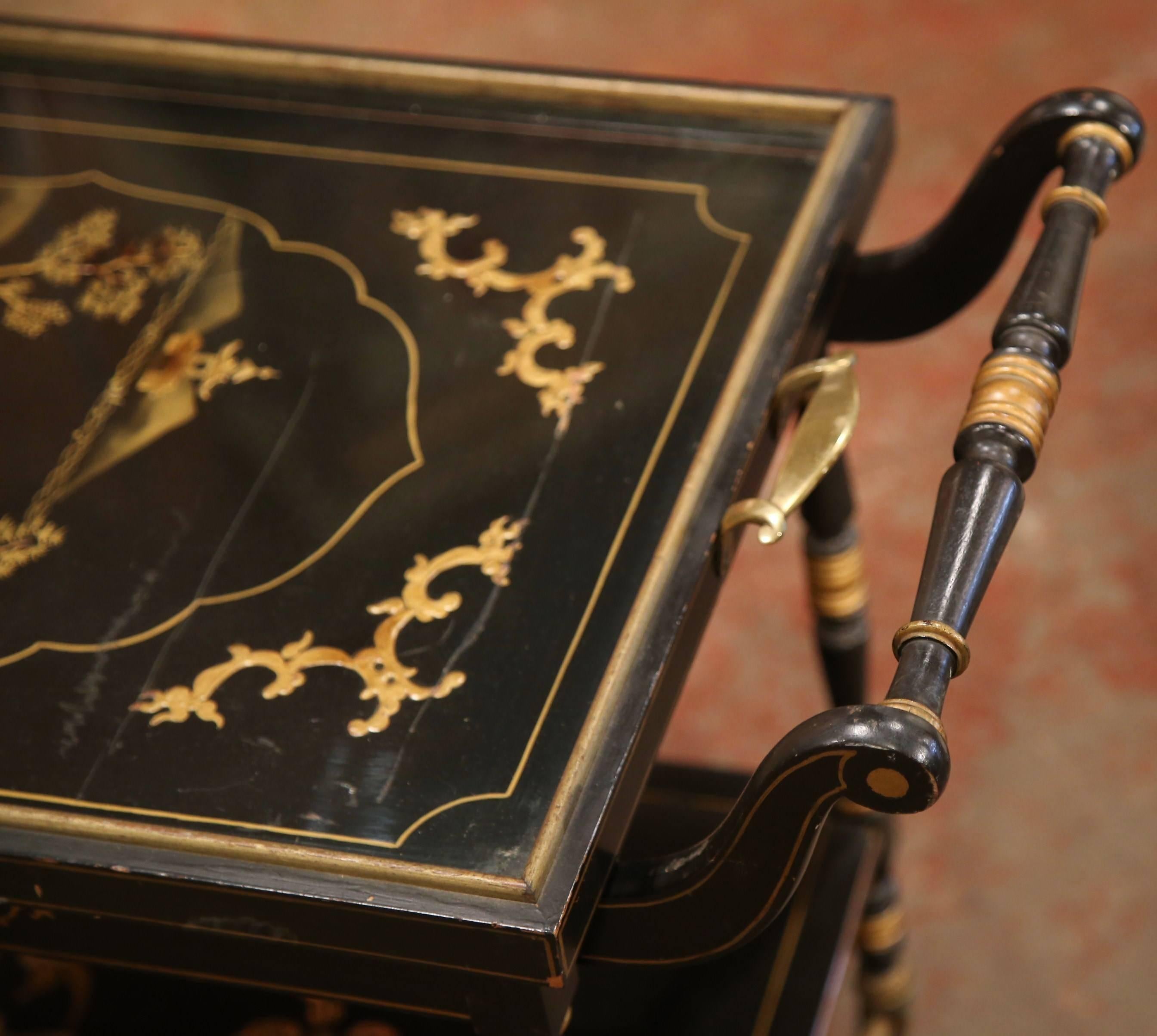 Early 20th Century French Hand-Painted Bar Cart with Chinoiserie Motifs 4