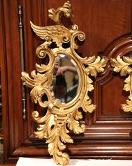 Pair of Mid-19th Century French Louis XV Carved Giltwood Beveled Mirrors