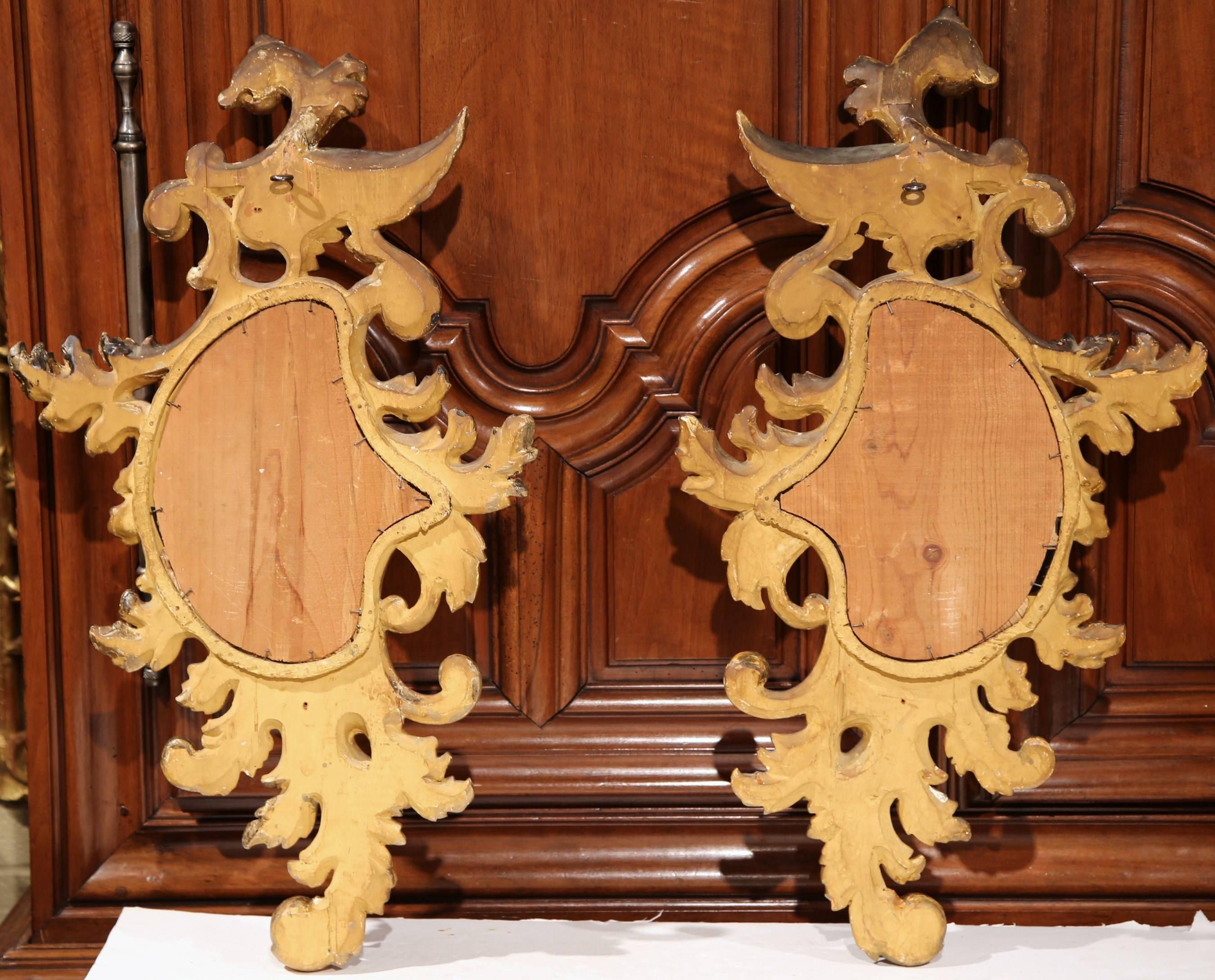 Pair of Mid-19th Century French Louis XV Carved Giltwood Beveled Mirrors 2