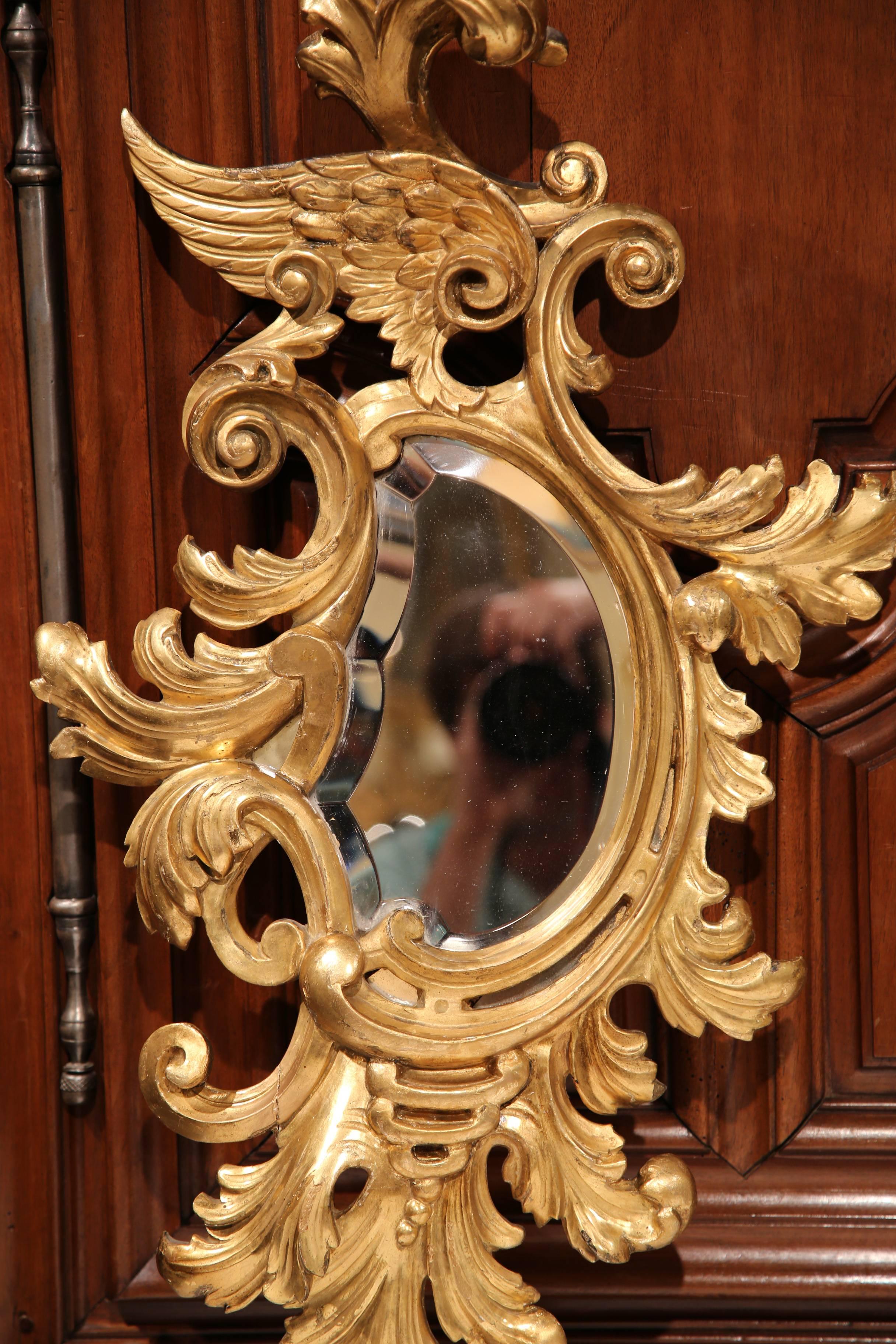 Rococo Pair of Mid-19th Century French Louis XV Carved Giltwood Beveled Mirrors
