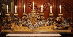 Pair of Mid-19th Century Italian Carved Silver and Gold Leaf Table Candelabras