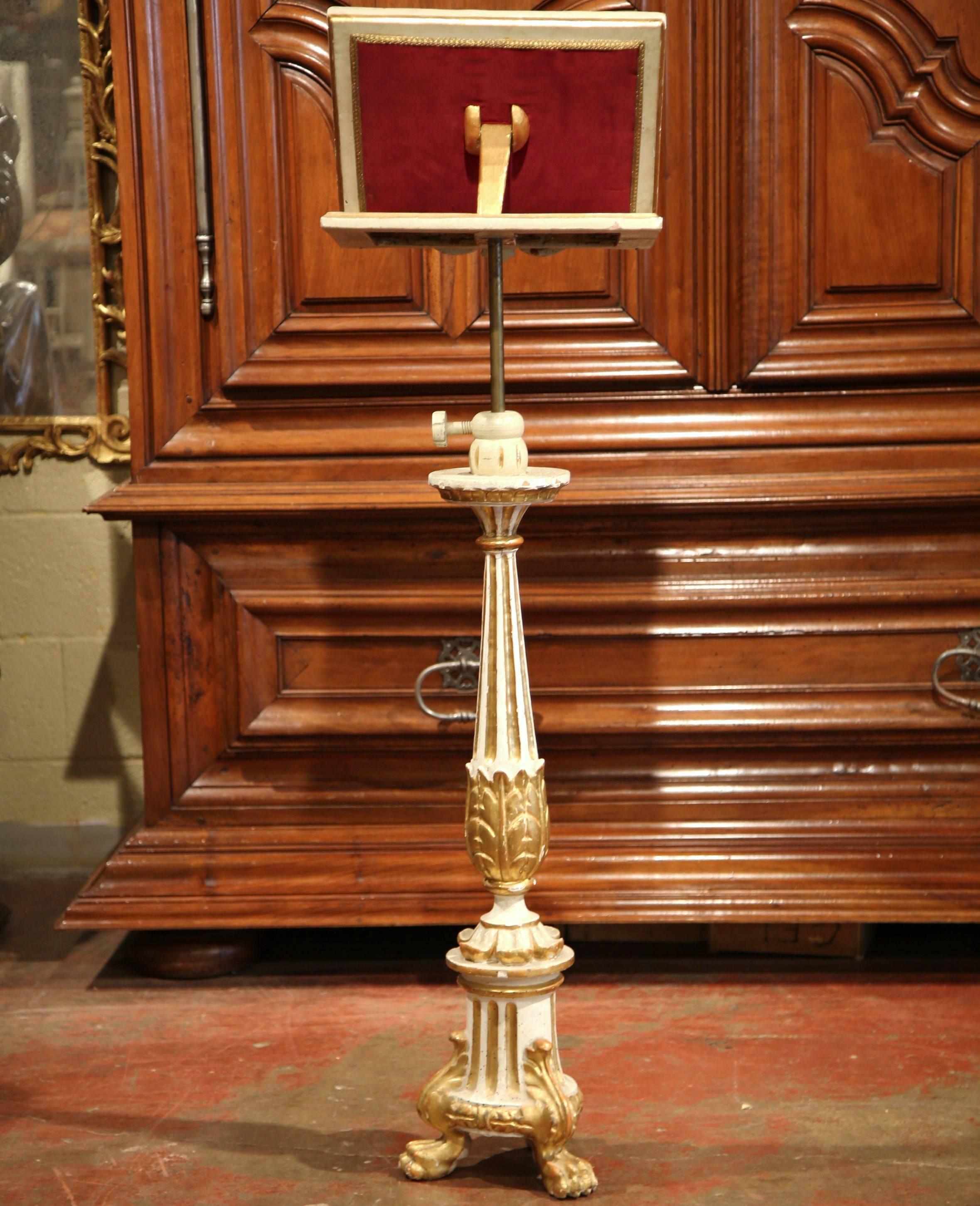 19th Century Italian Carved and Painted and Gilt Adjustable Music Stand Lectern 1